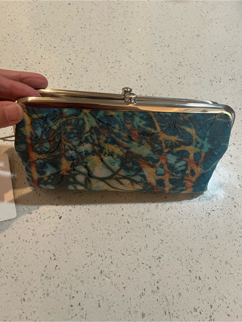 HOBO Teal Blue and Coral Frame Clutch, new with tags! - Picture 2 of 11